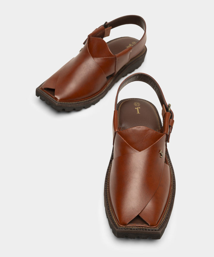 Plain Maroon Peshawari Chappal - J. Junaid Jamshed