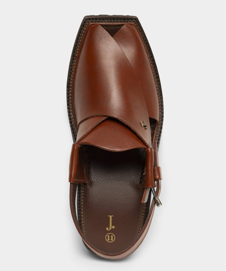 Plain Maroon Peshawari Chappal - J. Junaid Jamshed
