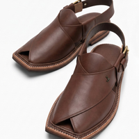 Plain Light Brown Peshawari Chappal - J. Junaid Jamshed