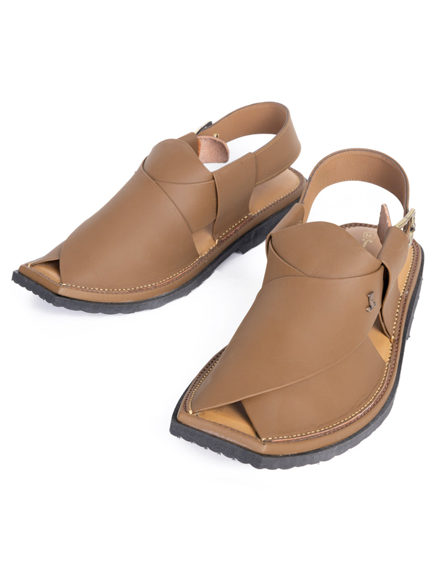 Plain Brown Peshawari Chappal - J. Junaid Jamshed