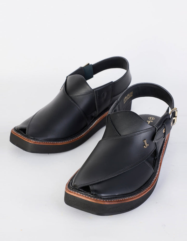 Matt Black Peshawari Chappal - J. Junaid Jamshed