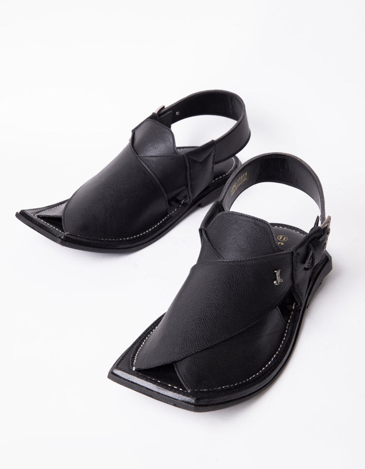 Matt Black Peshawari Chappal - J. Junaid Jamshed