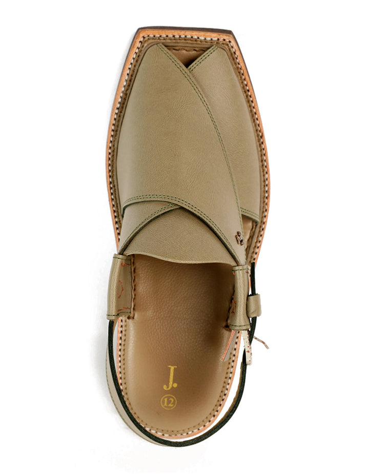 Plain Pistachio Green Peshawari Chappal - J. Junaid Jamshed