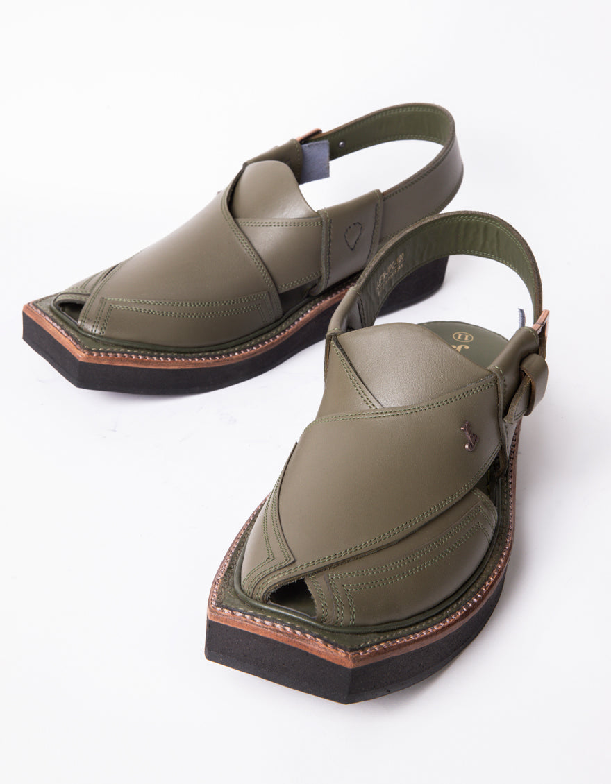 Green Peshawari Chappal - J. Junaid Jamshed