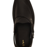Plain Matt Black Peshawari Chappal - J. Junaid Jamshed