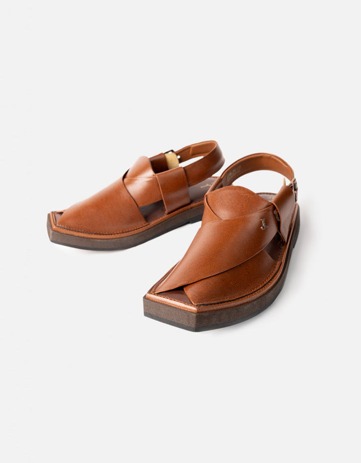 Plain Brown Peshawari Chappal - J. Junaid Jamshed