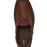 Plain Dark Brown Peshawari Chappal - J. Junaid Jamshed