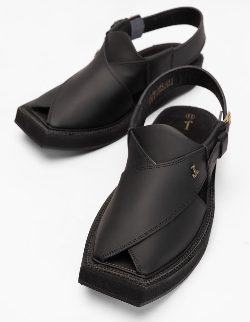 Black Peshawari Chappal - J. Junaid Jamshed