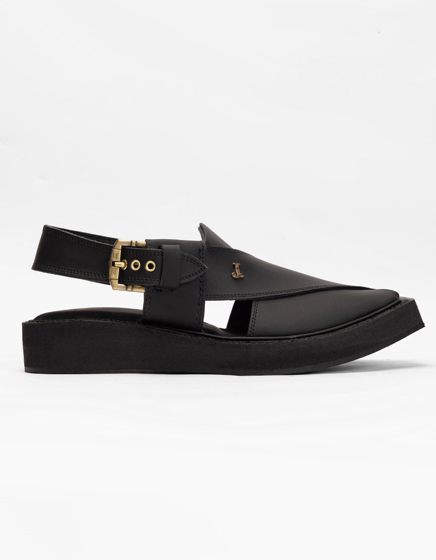 Black Peshawari Chappal - J. Junaid Jamshed