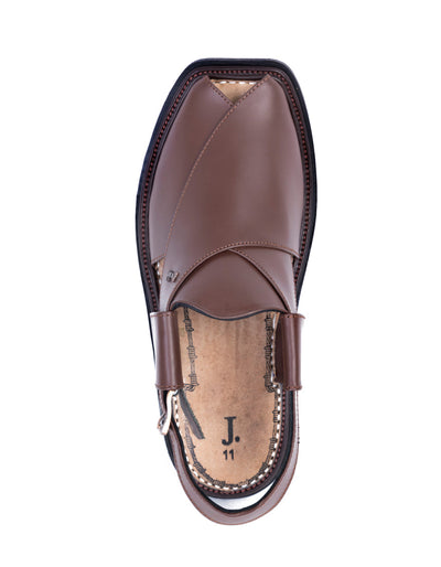 Plain Brown Peshawari Chappal - J. Junaid Jamshed