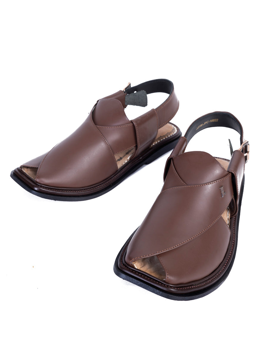 Plain Brown Peshawari Chappal - J. Junaid Jamshed