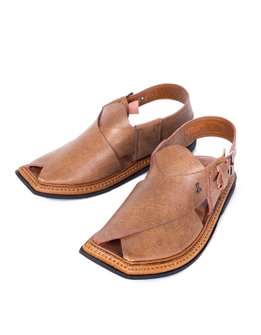 Plain Brown Peshawari Chappal - J. Junaid Jamshed