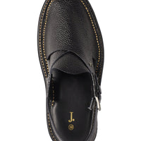 Plain Black Peshawari Chappal - J. Junaid Jamshed