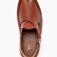 Plain Maroon Peshawari Chappal - J. Junaid Jamshed