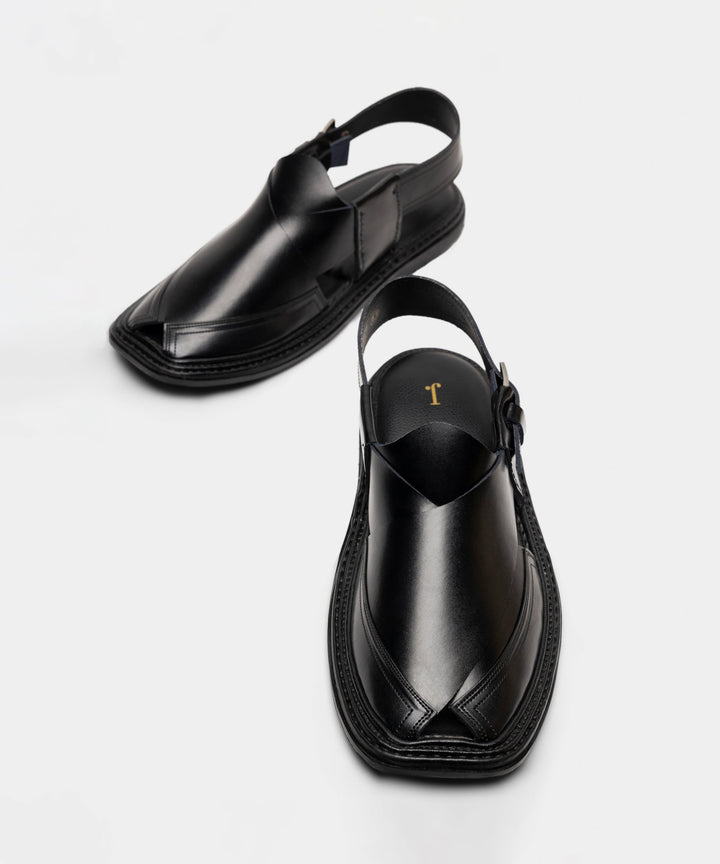Black Peshawari Chappal - J. Junaid Jamshed