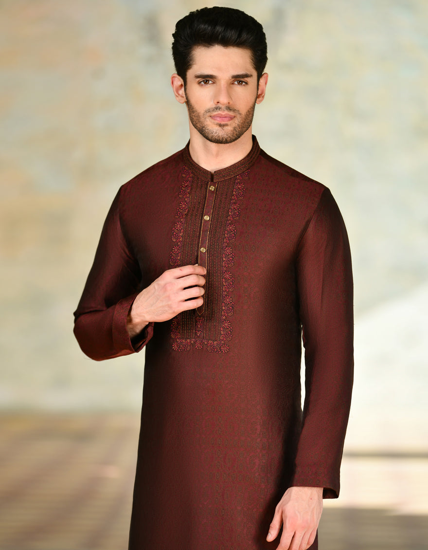 Polyester Red Special Kurta - J. Junaid Jamshed