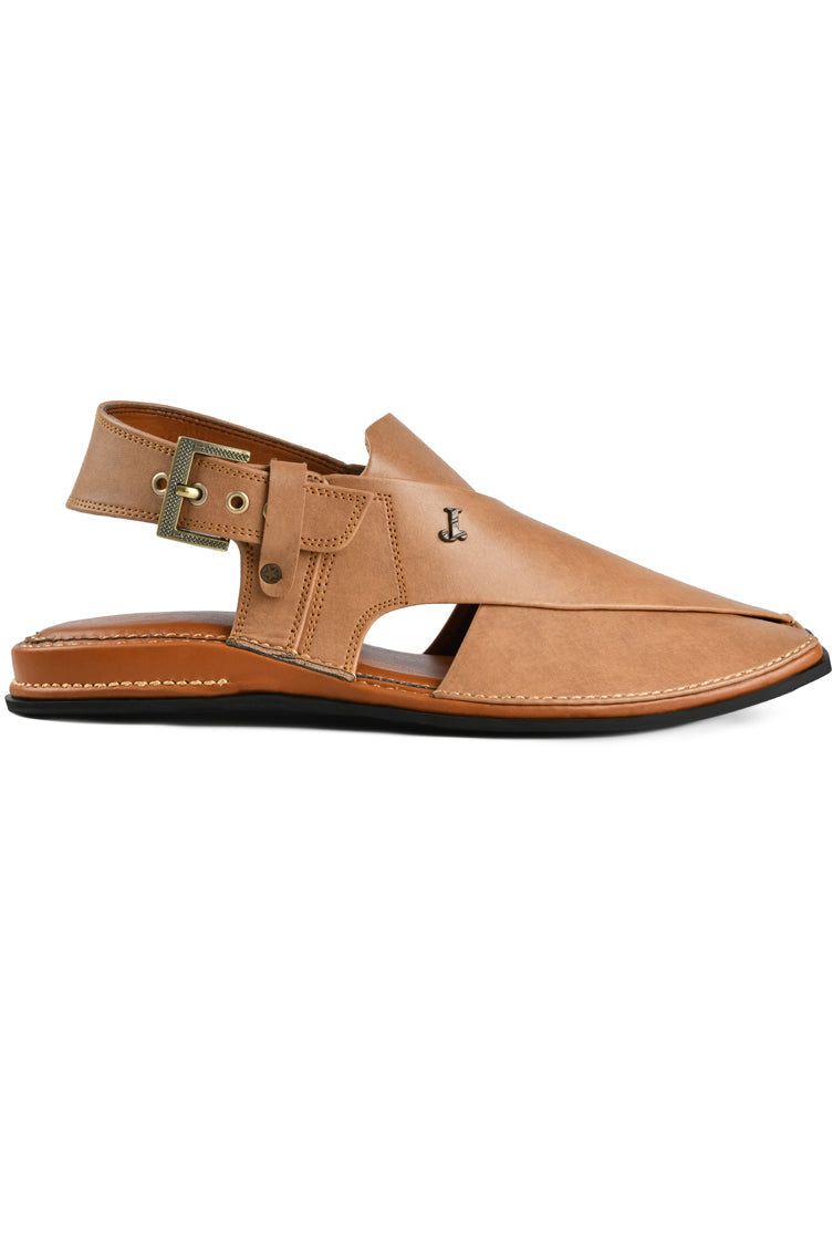 Plain Cream Peshawari Chappal - J. Junaid Jamshed