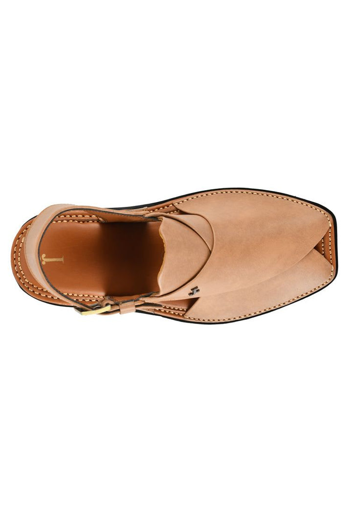 Plain Cream Peshawari Chappal - J. Junaid Jamshed