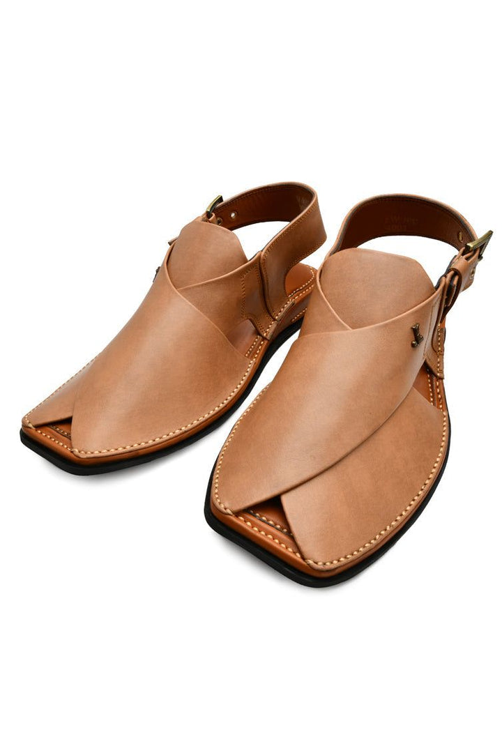 Plain Cream Peshawari Chappal - J. Junaid Jamshed