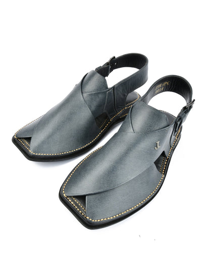 Plain Grey Peshawari Chappal - J. Junaid Jamshed