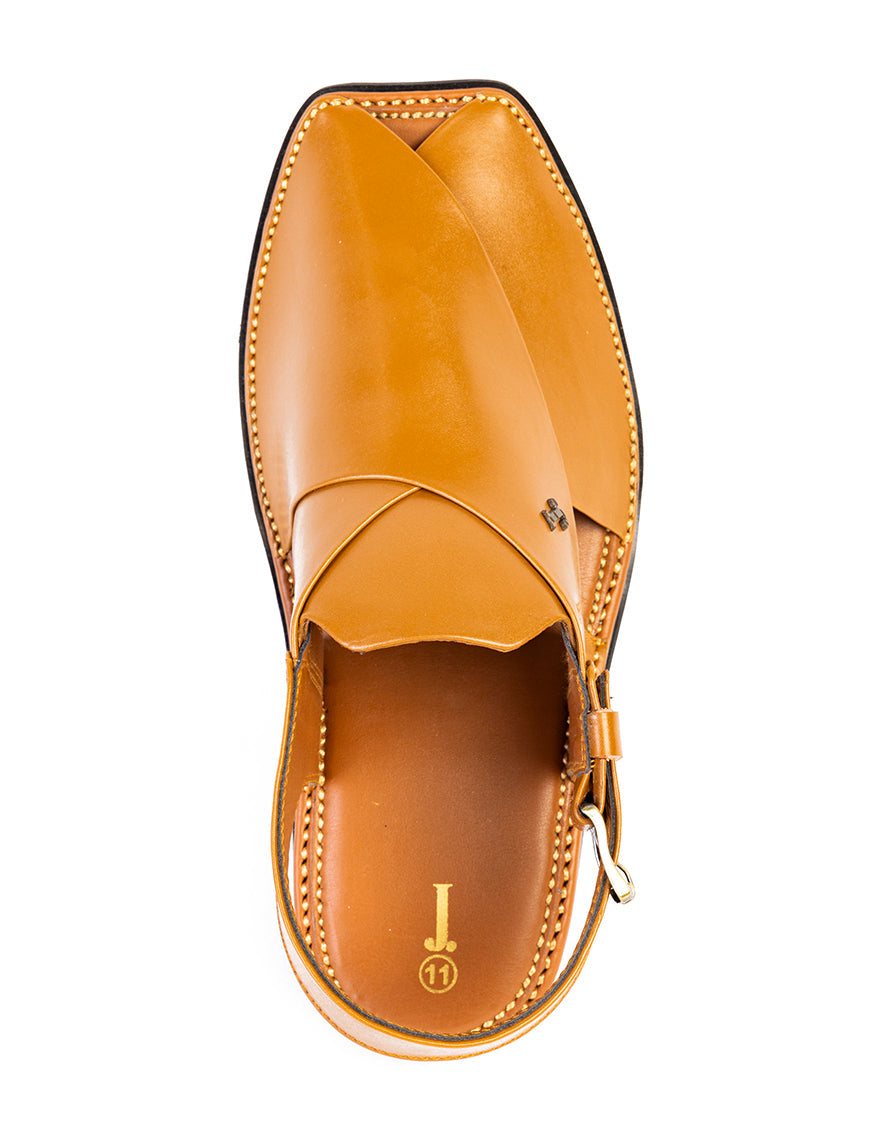 Plain Brown Peshawari Chappal - J. Junaid Jamshed
