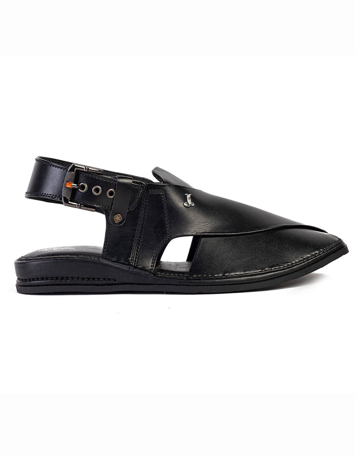 None Black Peshawari Chappal - J. Junaid Jamshed