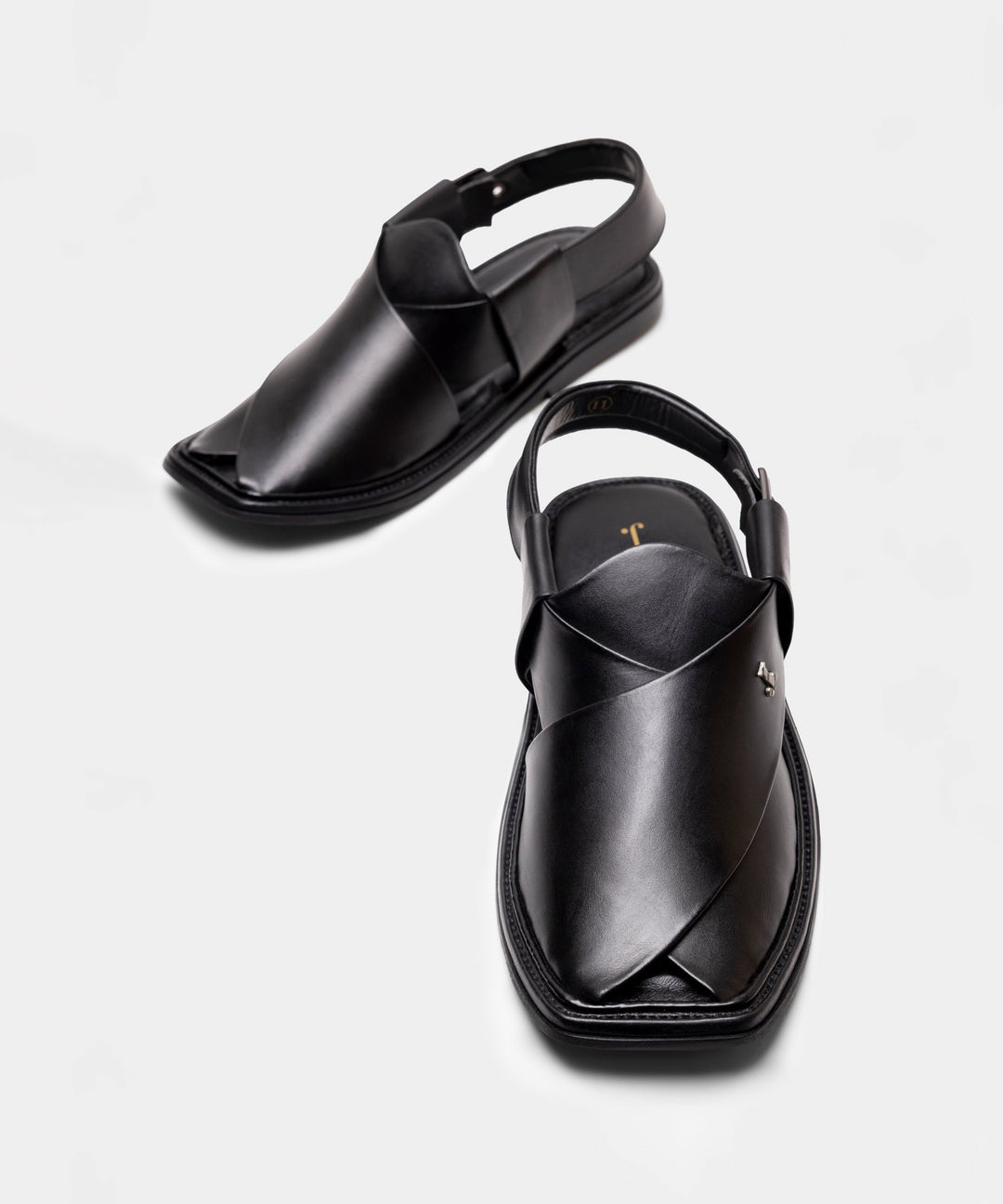 Plain Black Peshawari Chappal - J. Junaid Jamshed