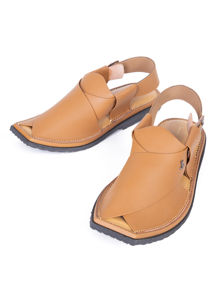 Plain Brown Peshawari Chappal - J. Junaid Jamshed