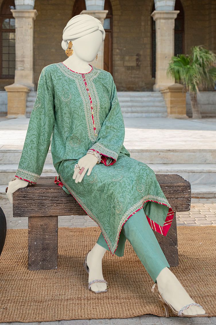 Silk Green Kurti - J. Junaid Jamshed