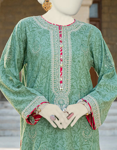 Silk Green Kurti - J. Junaid Jamshed