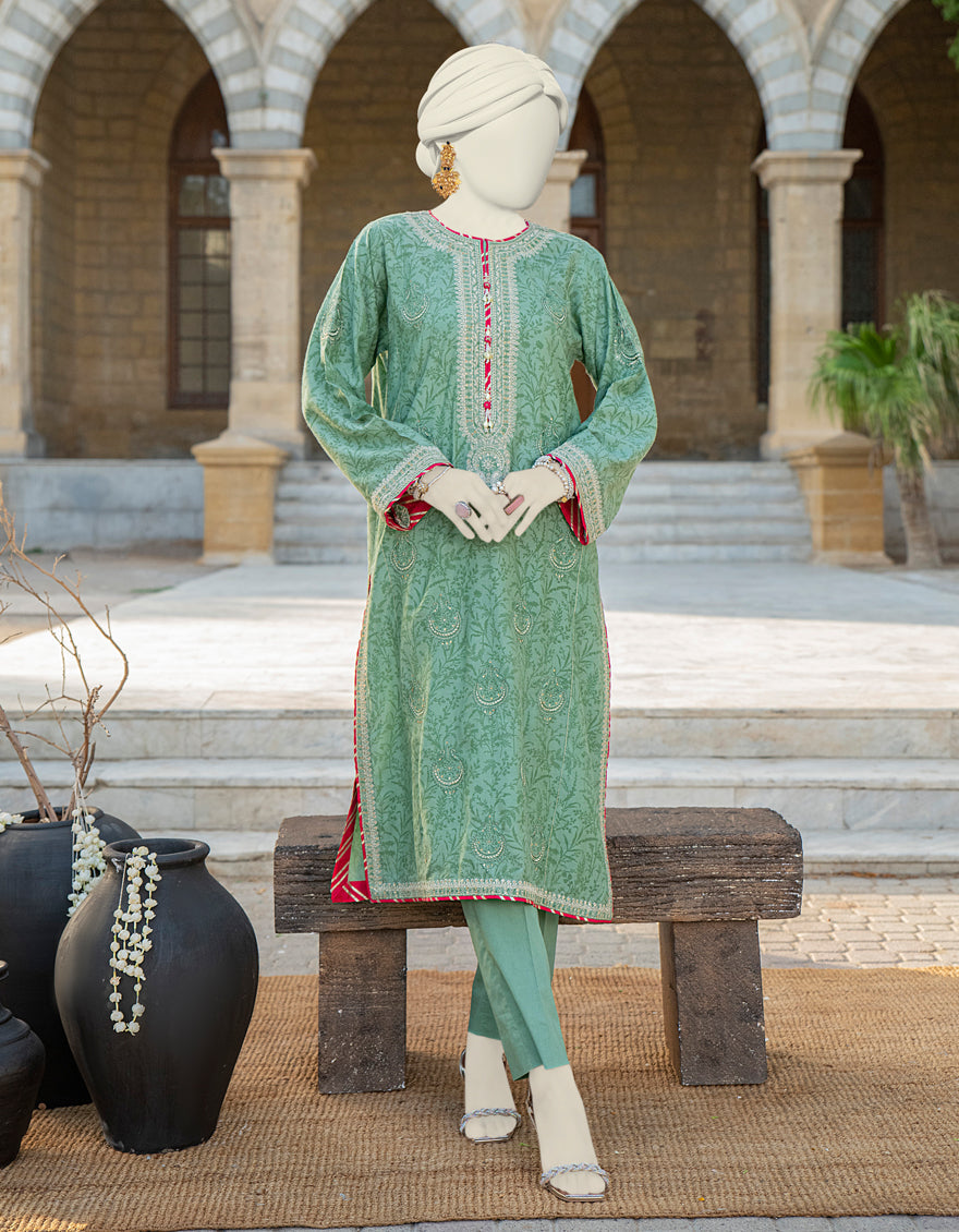 Silk Green Kurti - J. Junaid Jamshed