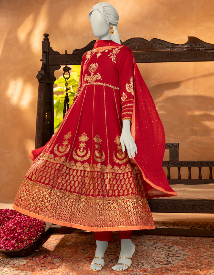 Paper Cotton Red Stitched Suit - J. Junaid Jamshed