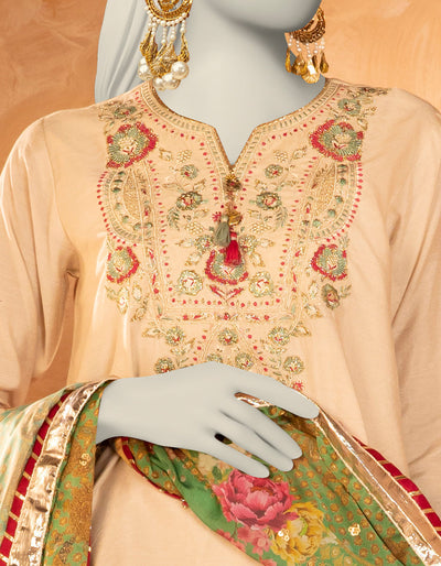 Cotton Silk Brown Stitched Suit - J. Junaid Jamshed