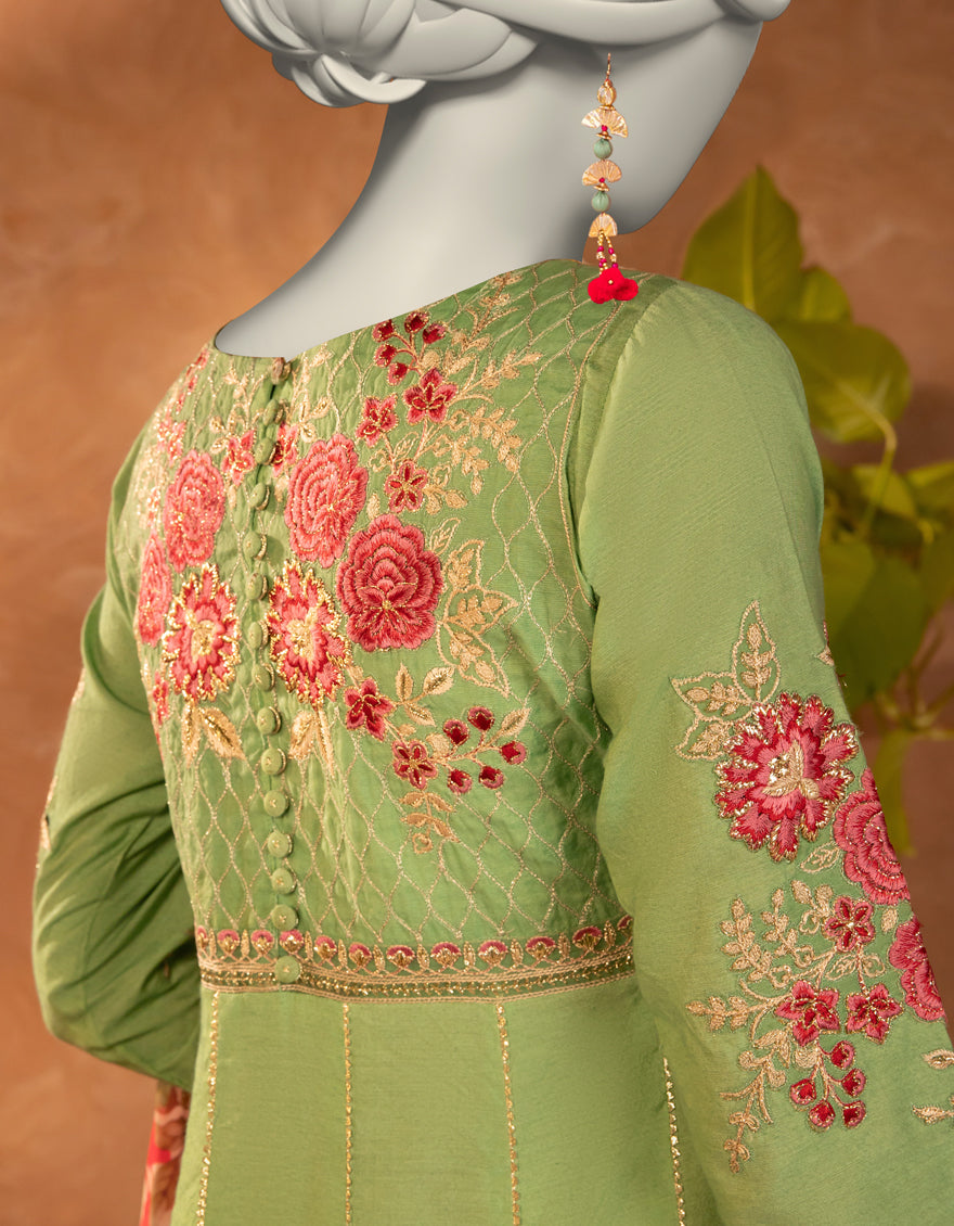 Cotton Silk Green Stitched Suit - J. Junaid Jamshed