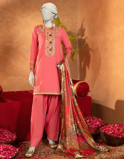 Cotton Silk Pink Stitched Suit - J. Junaid Jamshed