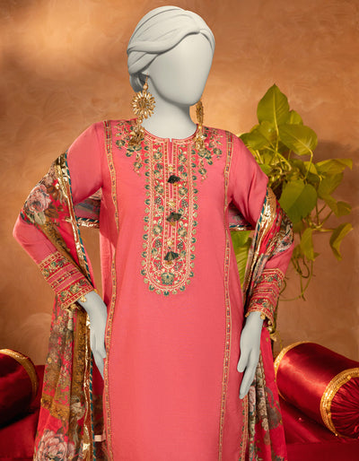 Cotton Silk Pink Stitched Suit - J. Junaid Jamshed