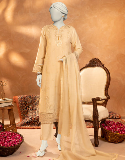 Khaddi Beige Stitched Suit - J. Junaid Jamshed