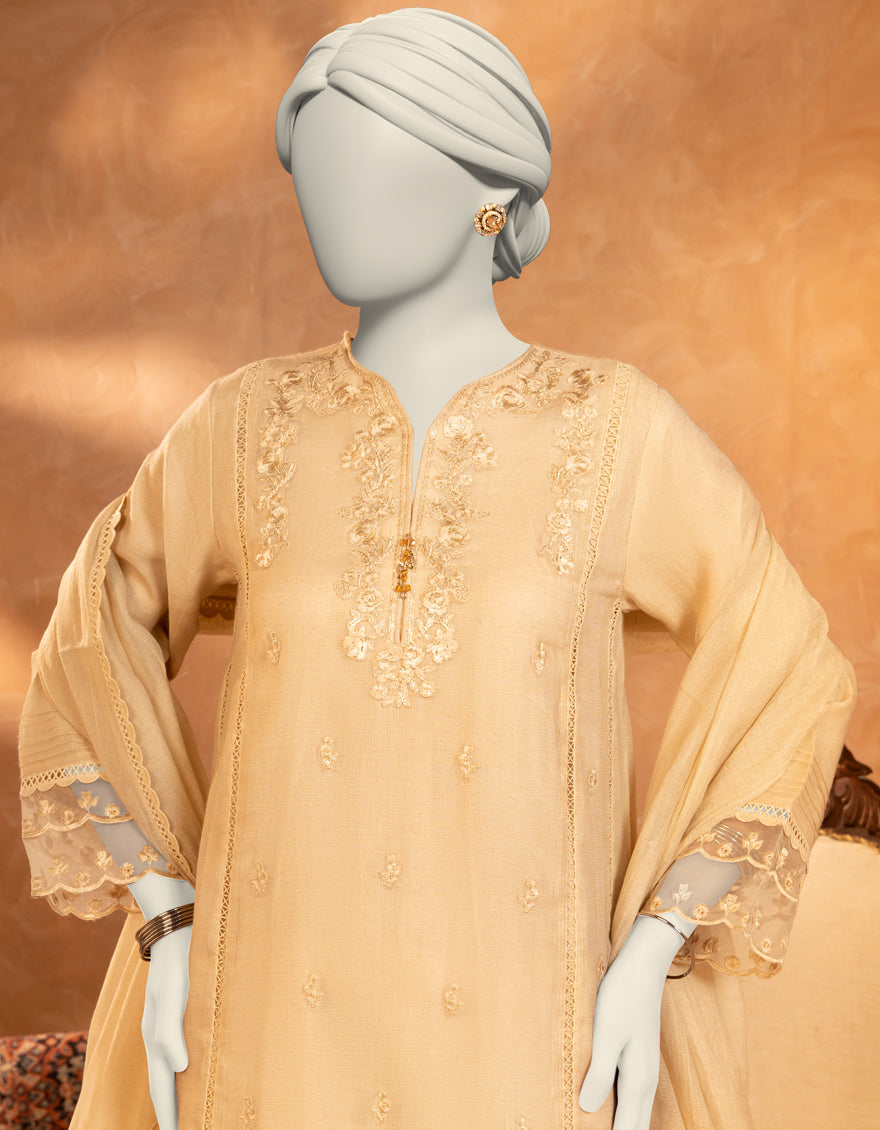 Khaddi Beige Stitched Suit - J. Junaid Jamshed