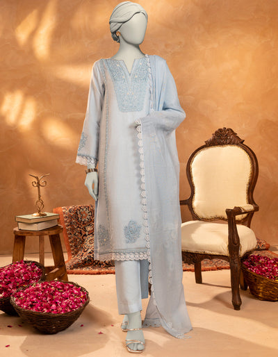 Khaddi Blue Stitched Suit - J. Junaid Jamshed