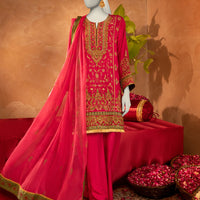 Raw Silk Pink Stitched Suit - J. Junaid Jamshed