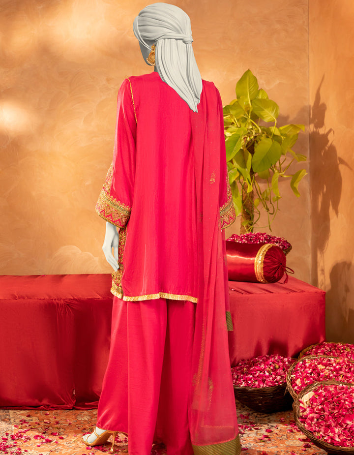 Raw Silk Pink Stitched Suit - J. Junaid Jamshed