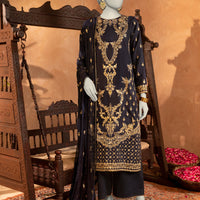 Raw Silk Blue Stitched Suit - J. Junaid Jamshed