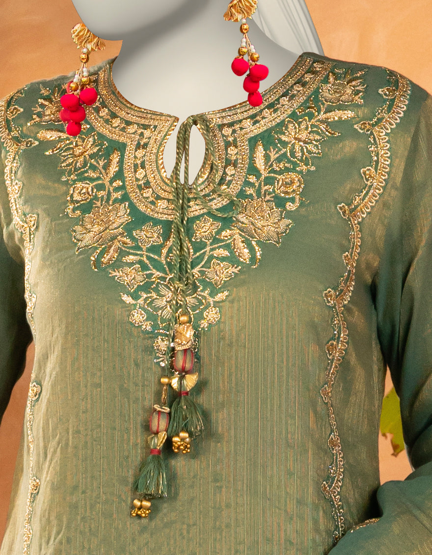 Cotton Green Stitched Suit - J. Junaid Jamshed