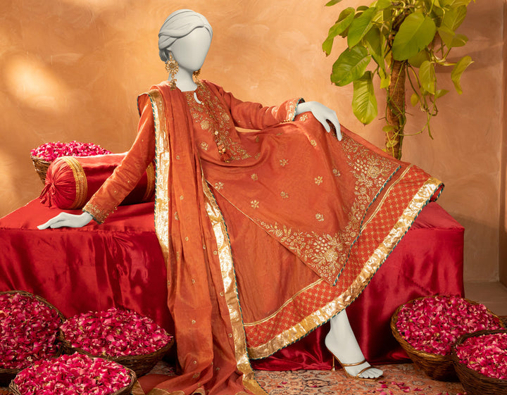 Cotton Red Stitched Suit - J. Junaid Jamshed