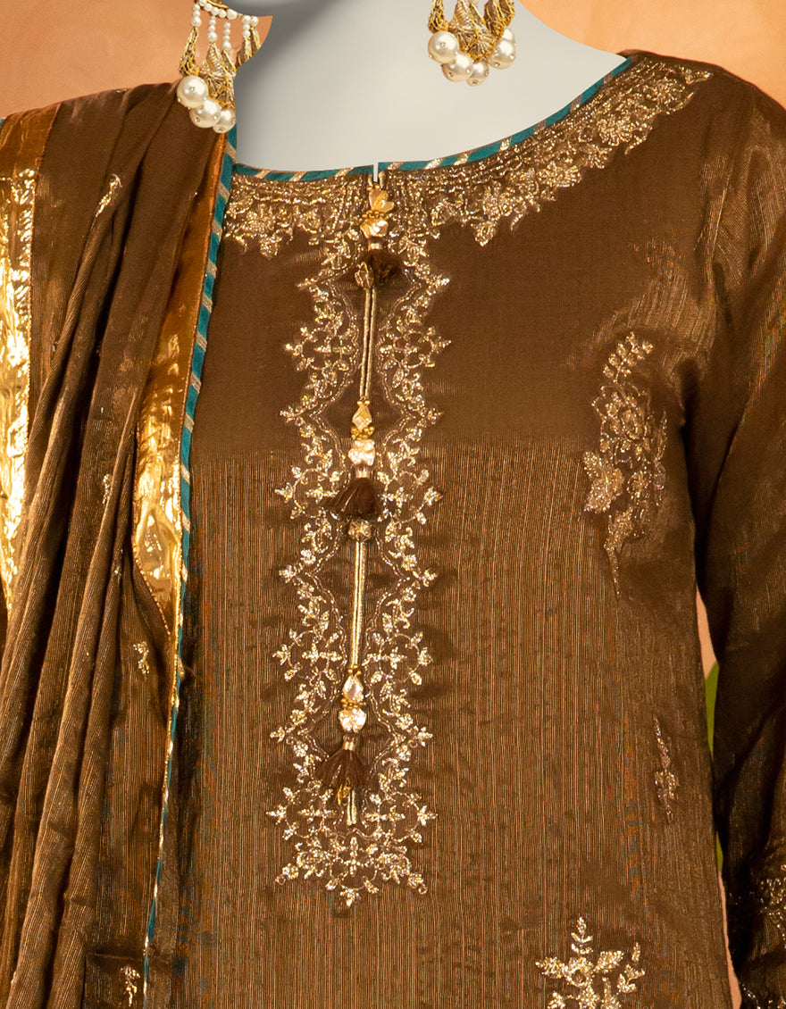 Cotton Brown Stitched Suit - J. Junaid Jamshed