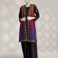 Lawn Silk Black Stitched Suit - J. Junaid Jamshed