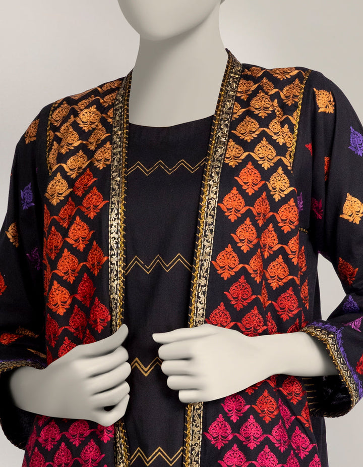 Lawn Silk Black Stitched Suit - J. Junaid Jamshed
