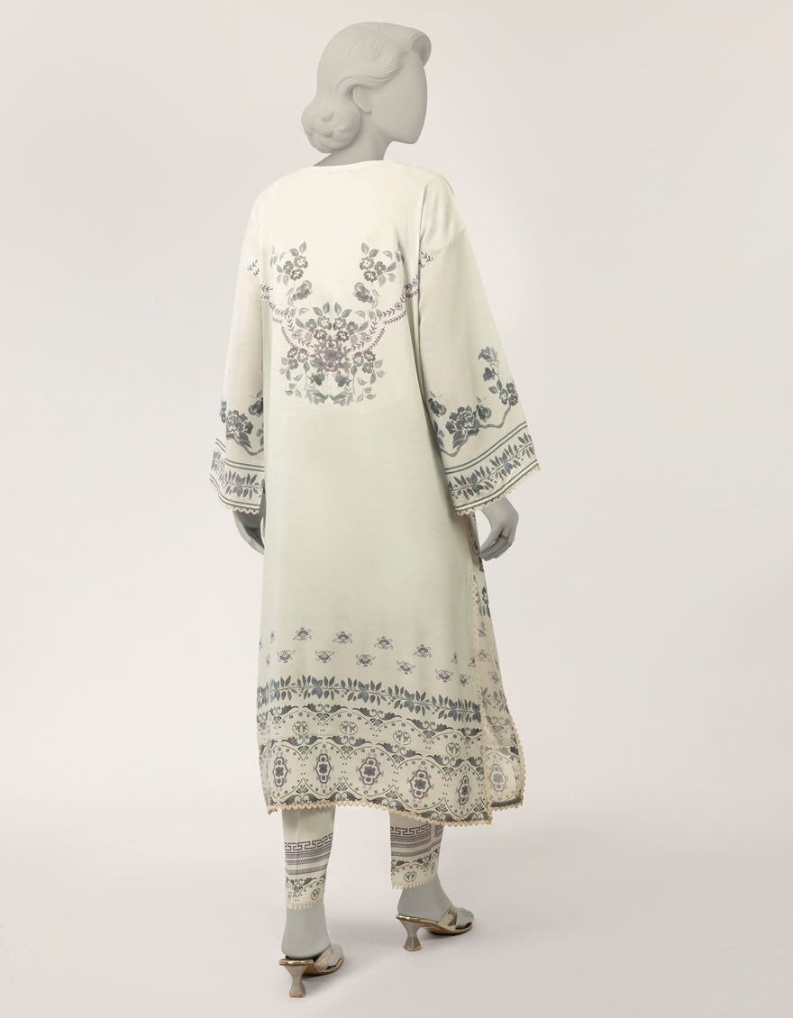 Maple Silk Blue Stitched Suit - J. Junaid Jamshed
