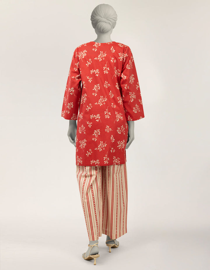 Lawn Red Stitched Suit - J. Junaid Jamshed