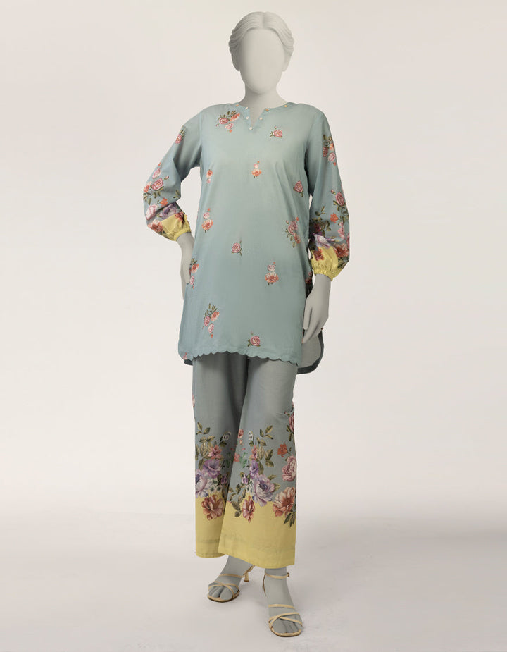 Lawn Blue Stitched Suit - J. Junaid Jamshed